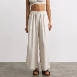 OZMA Cream Wide Leg High-Waisted Pants